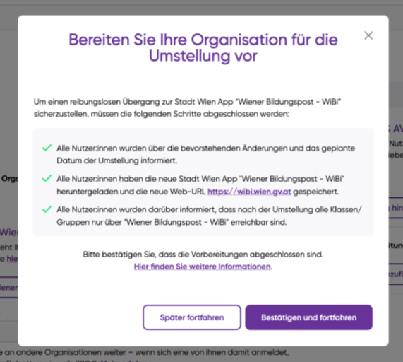 Onboarding bestehender Organisationen (WiBi)